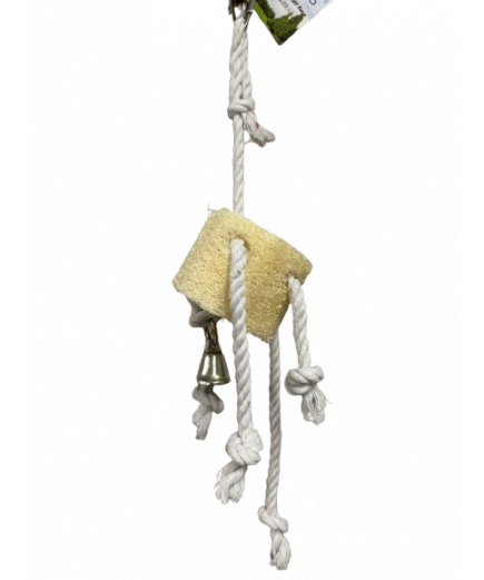 Parrot-Supplies Natural Loofah Piece On Rope Parrot Toy